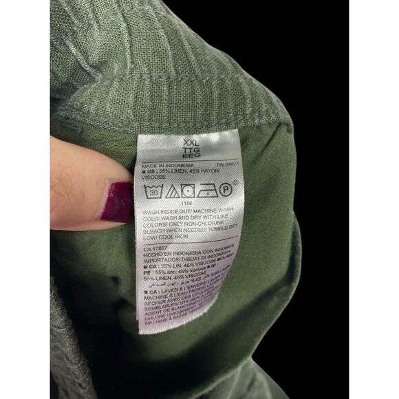 Old Navy Linen Blend Pants XXL 2X Womens Pull On Loose Leg Green Resort Wear - Picture 8 of 8